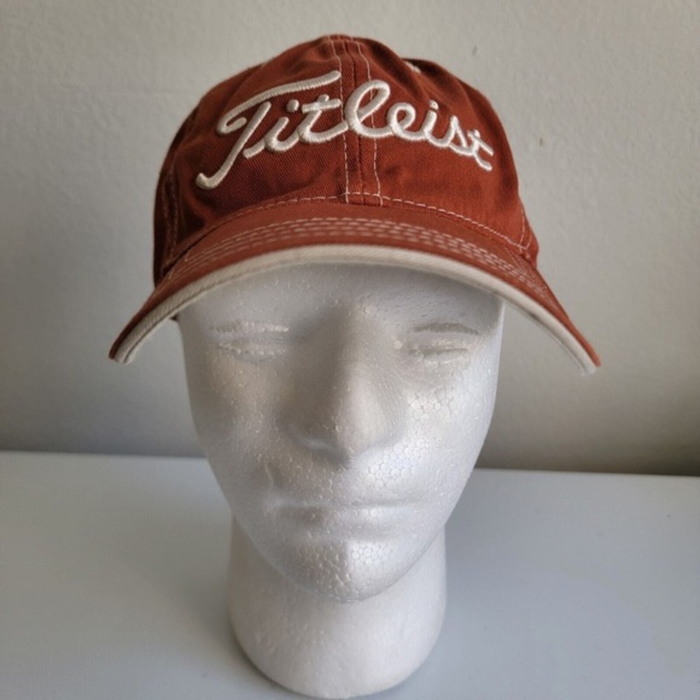 Titleist FootJoy FJ Golf Strapback Hat‎ Cap Logo Orange Tan Adjustable Men Texas
